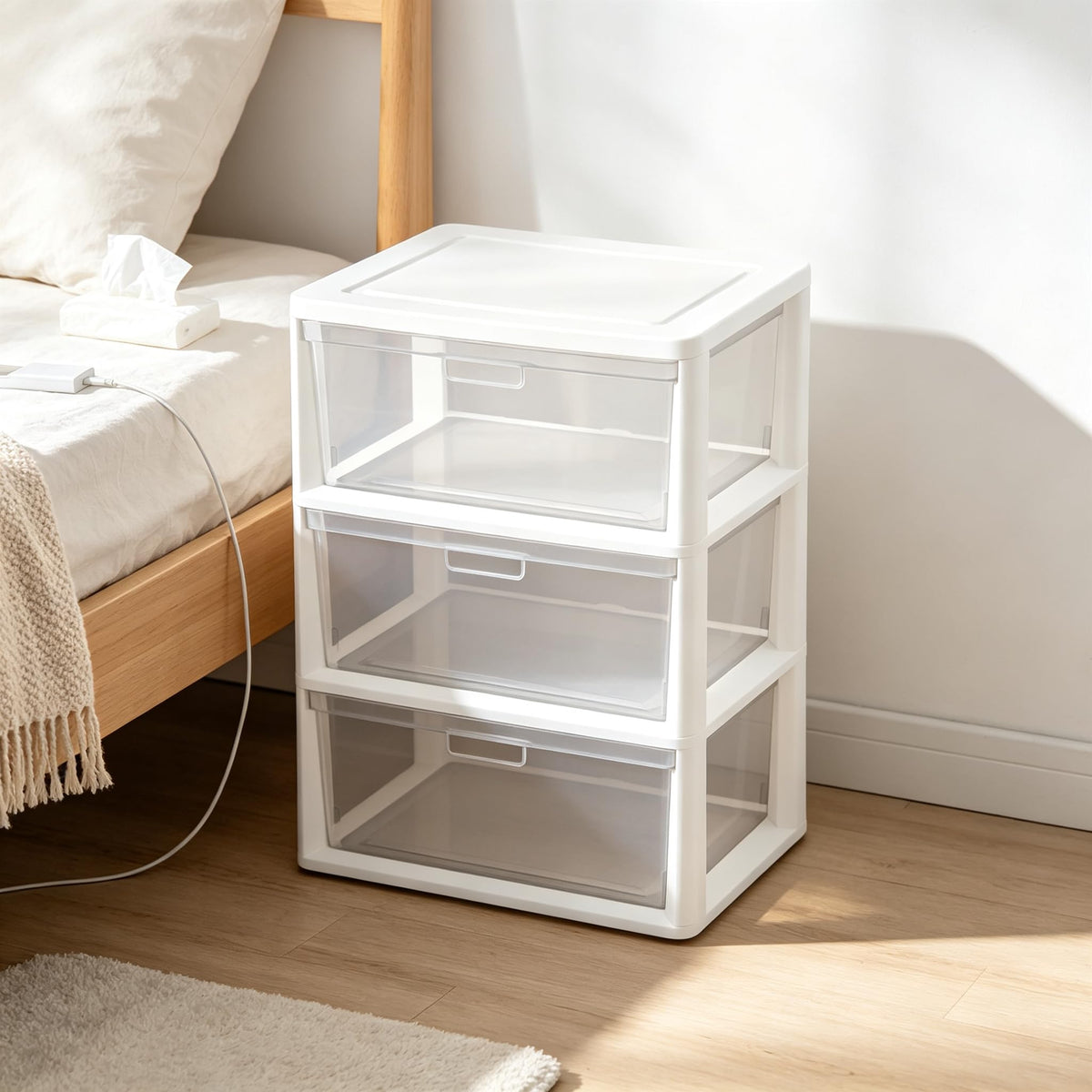White 3-Drawer Plastic Rolling Storage Cart A946