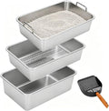 Extra Large Stainless Steel Sifting Cat Litter Box with Dual Handles F96560