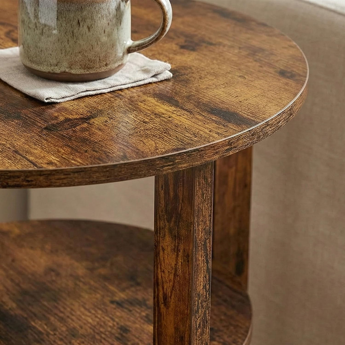 Rustic Brown 19.7 inch Round Side Table X7794