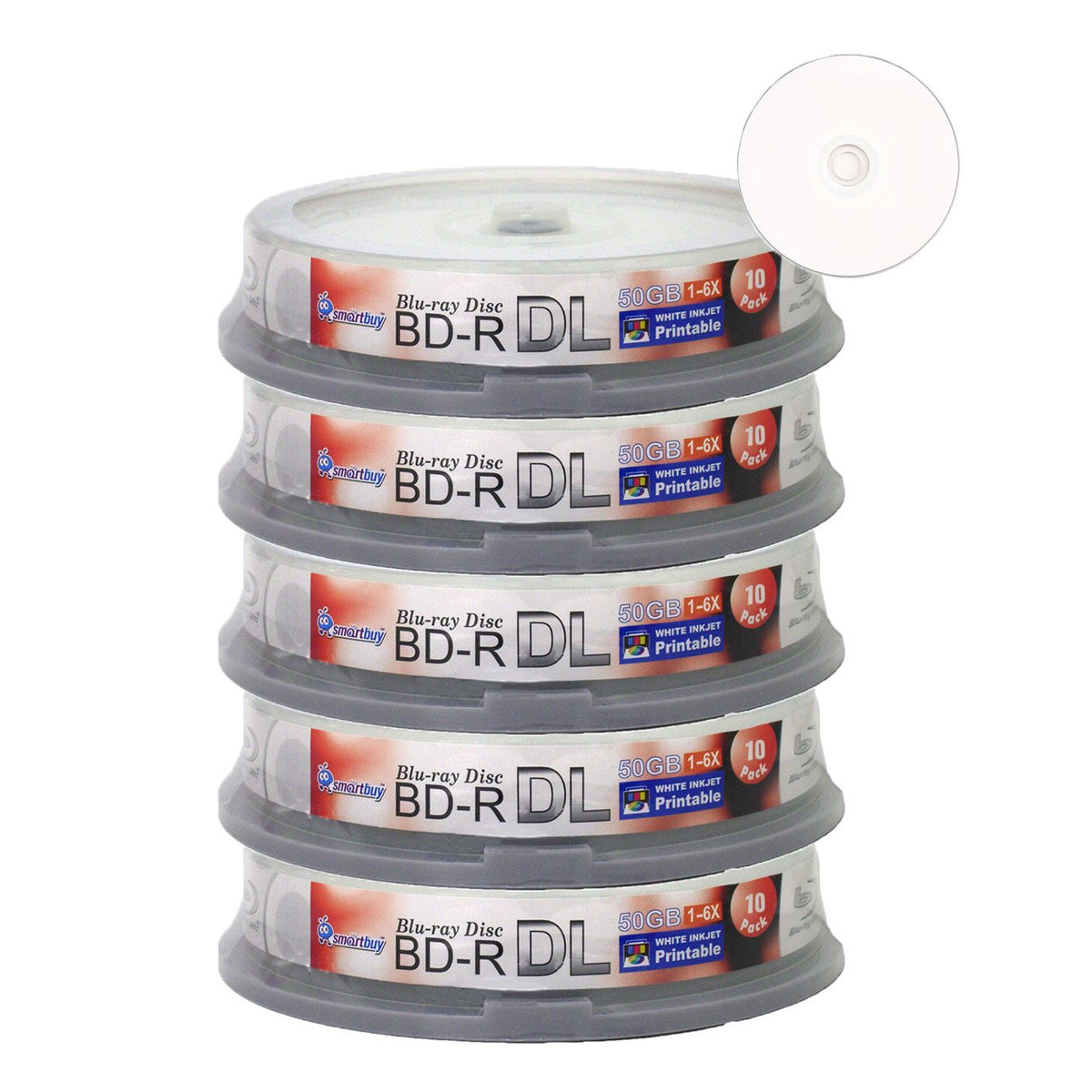 50-disc 50gb 6X Bd-r Dl White Inkjet Hub Printable Blank Disc M8597