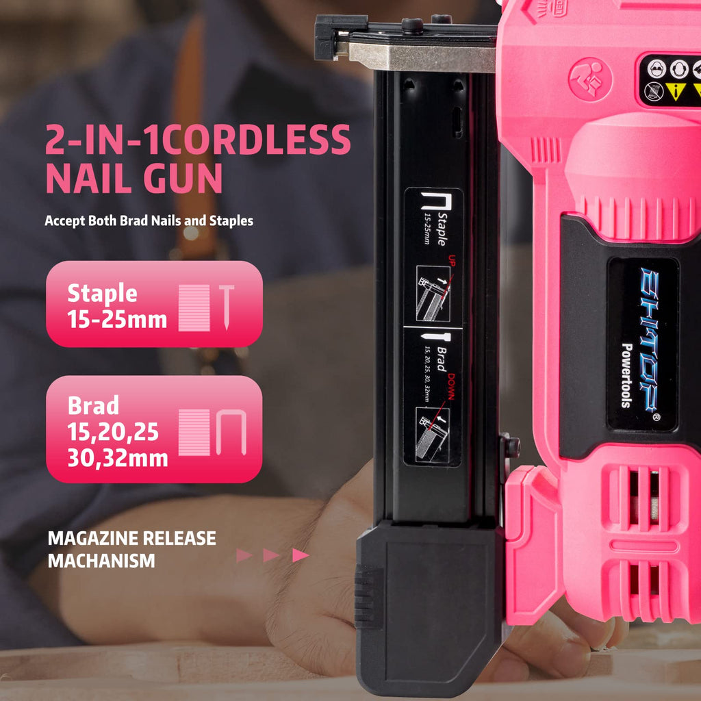 20V Cordless 18 Gauge 2 in 1 Brad Nailer & Stapler Kit H8958