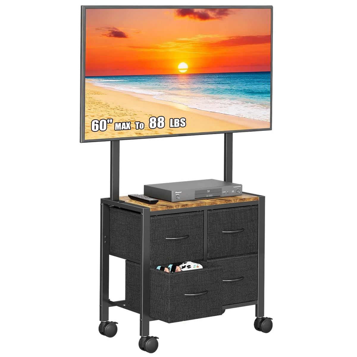 Mobile TV Cart Rolling TV Stand with 4 Drawer for 23-60 inch Screens L631
