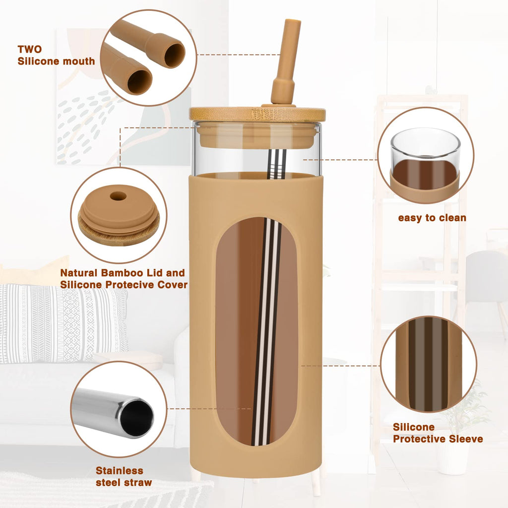 22 oz Glass Tumbler with Lid & Straw B82540