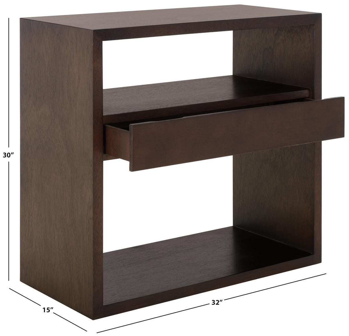 Dark Oak 2-Shelf 1-Drawer Console Table X559537