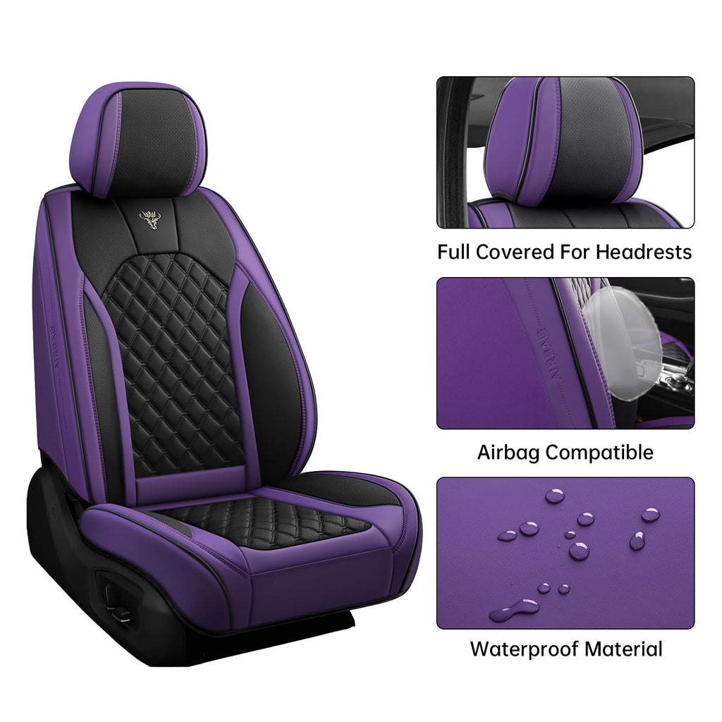 Purple Black Leather Car Seat Covers Full Set S890272