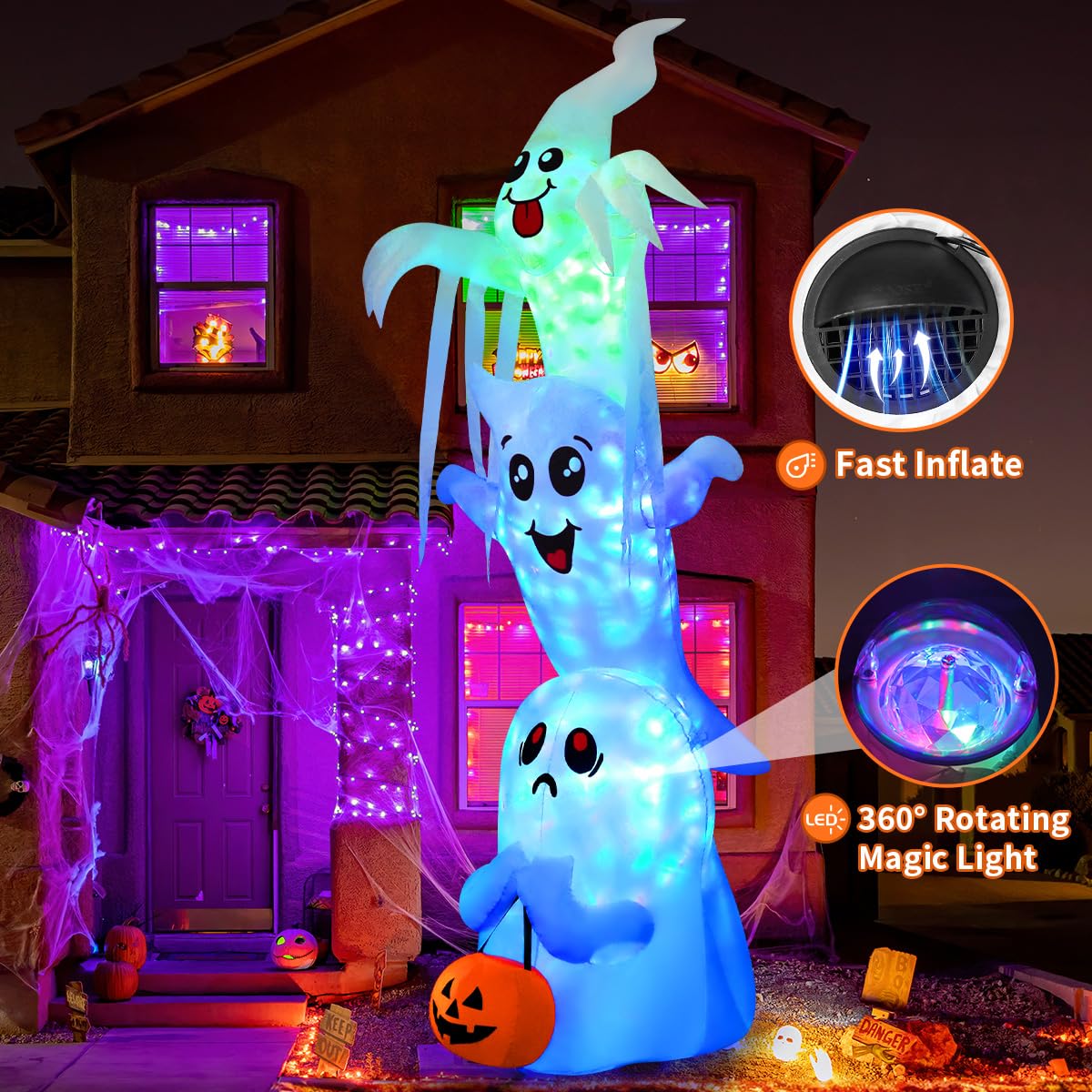 9.8 FT Halloween Inflatable Ghost Outdoor Decoration with Built-in LEDs H176