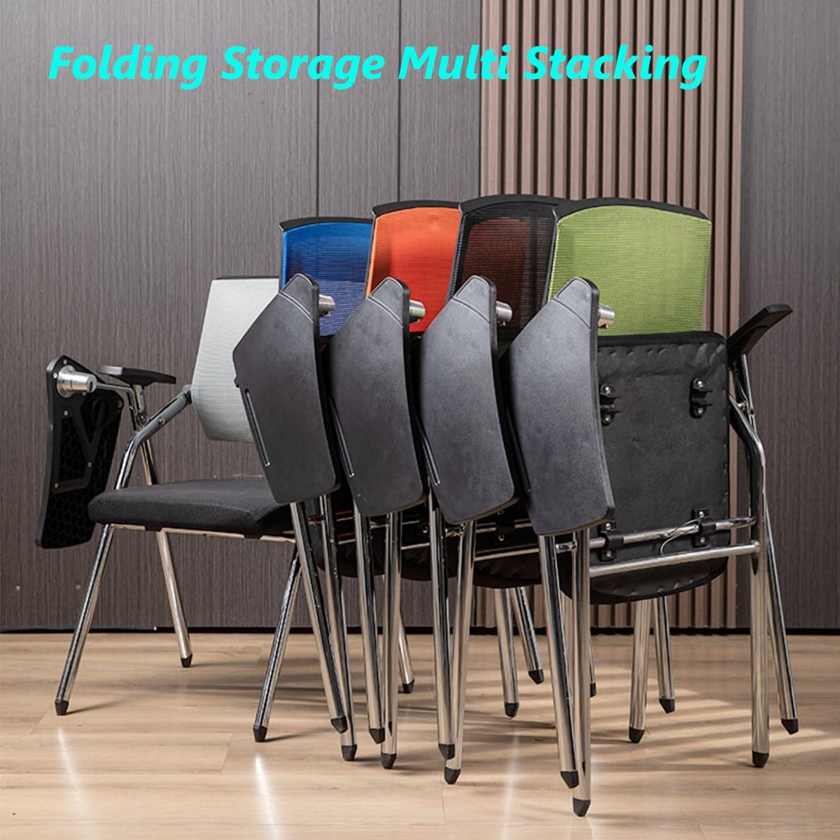 Orange Mesh Folding Stackable Chair with Writing Board F15427