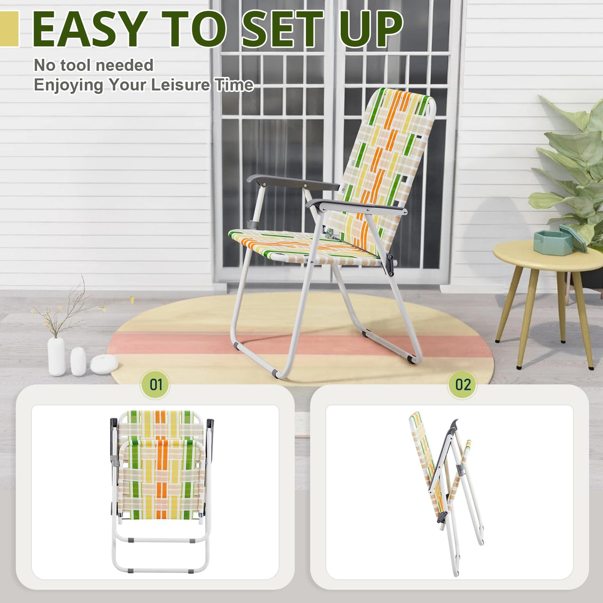 Set of 2 Webbed Folding Beach Chairs Z12778