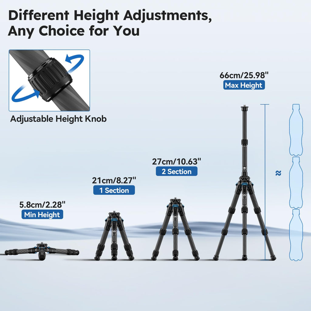 Lightweight Carbon Fiber Mini Travel Tripod E967