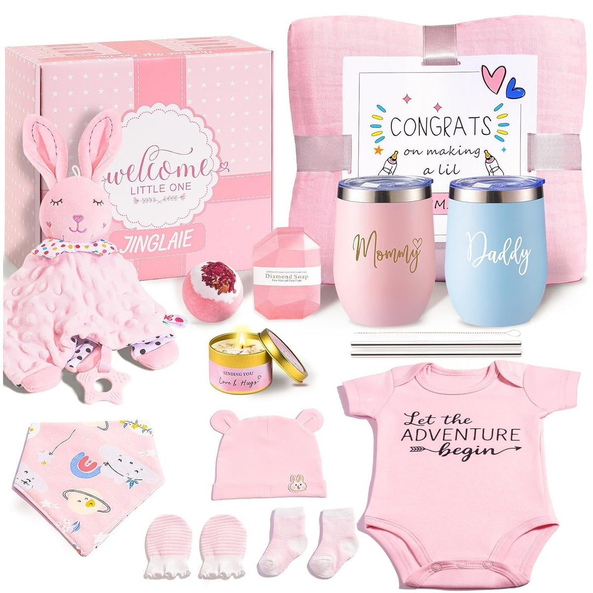 New Mom Gift Basket with Baby Clothes & Tumblers M790275
