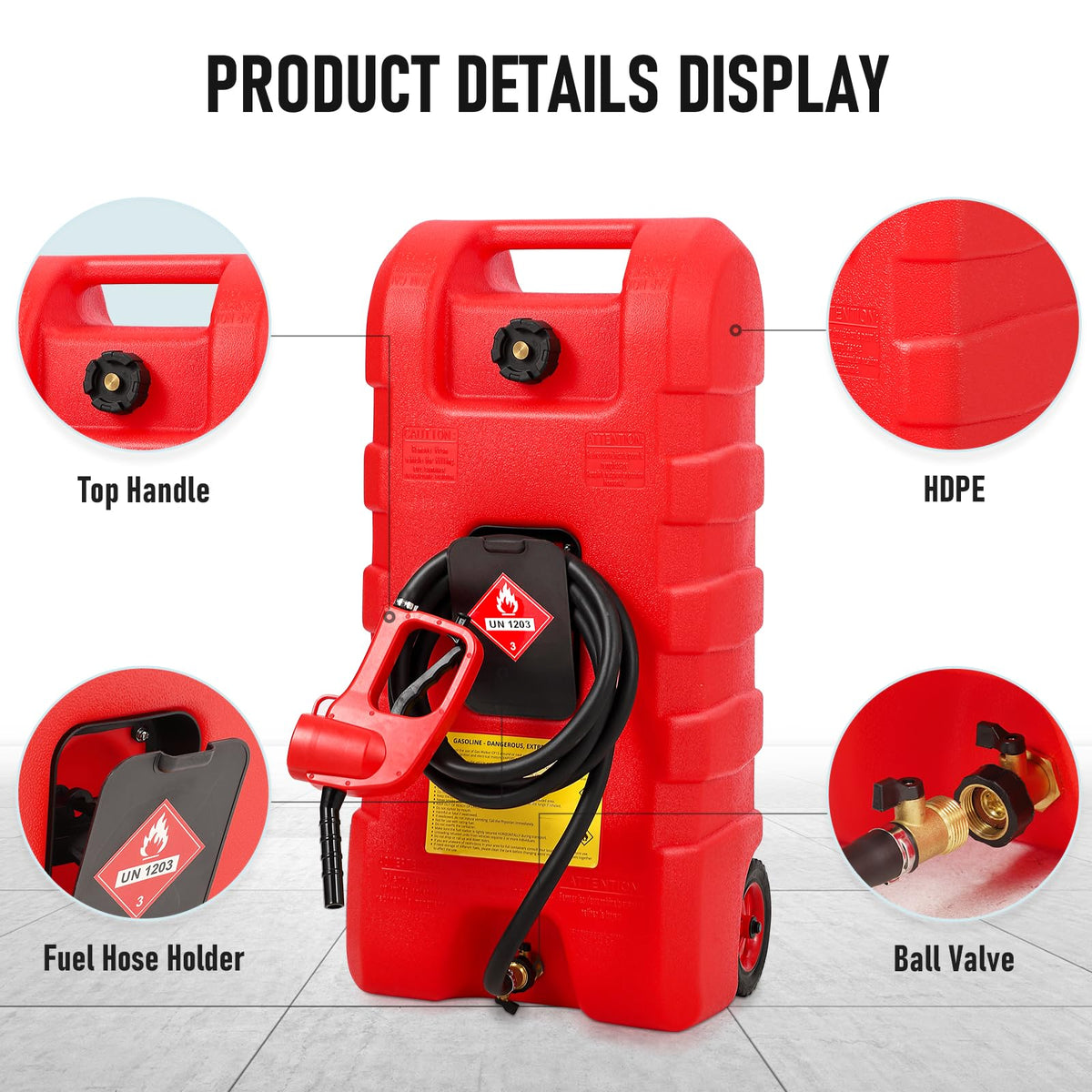 15 Gallon Wheeled Fuel Caddy with Manual Siphon Pump & 10FT Hose T757