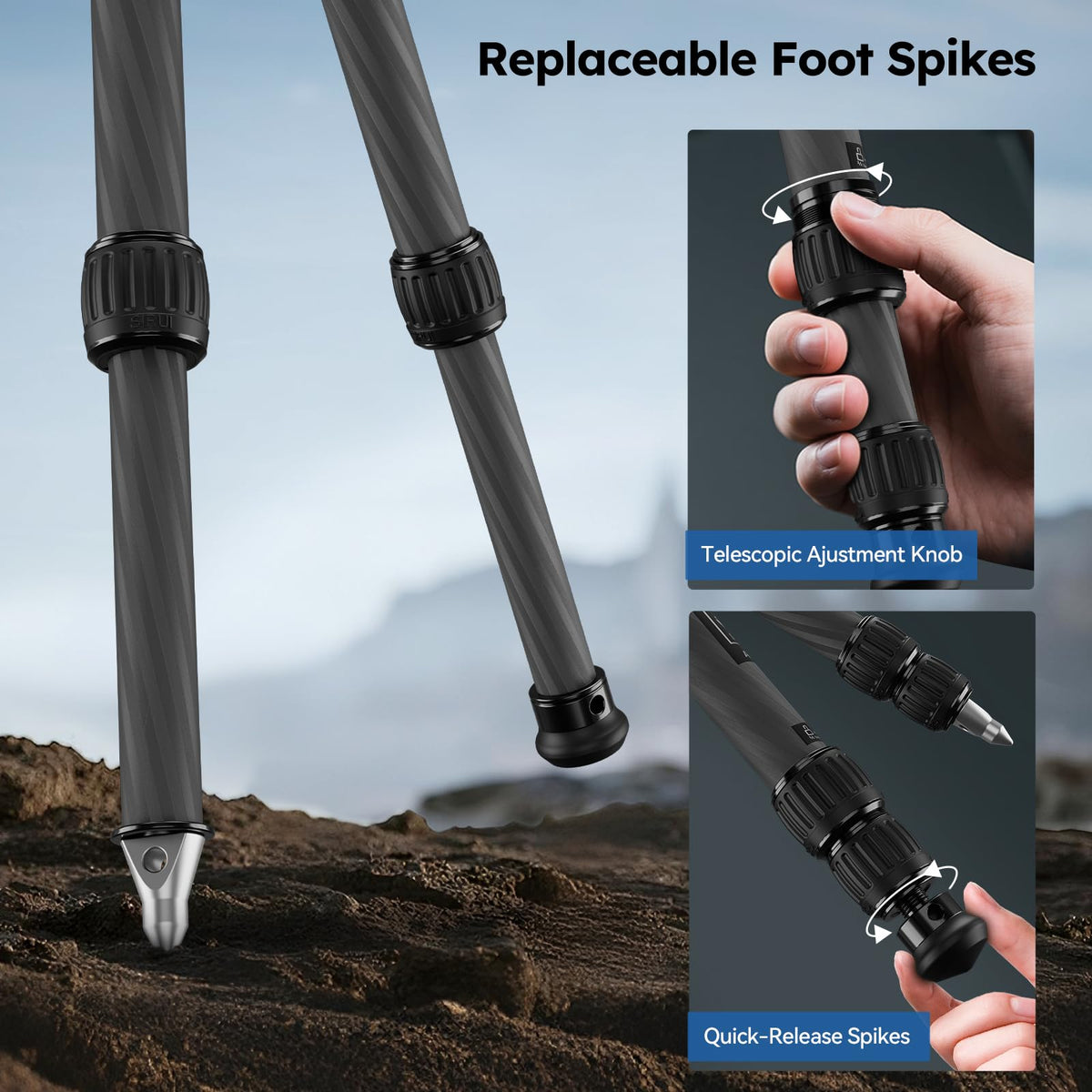 Lightweight Carbon Fiber Mini Travel Tripod E967