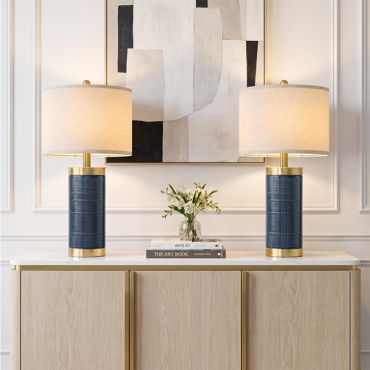 24.5'' Ceramic Table Lamps Set of 2 Blue L5029