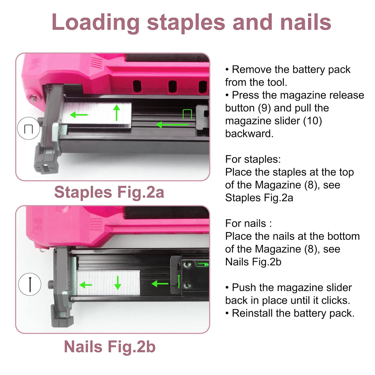 20V Cordless 18 Gauge 2 in 1 Brad Nailer & Stapler Kit H8958