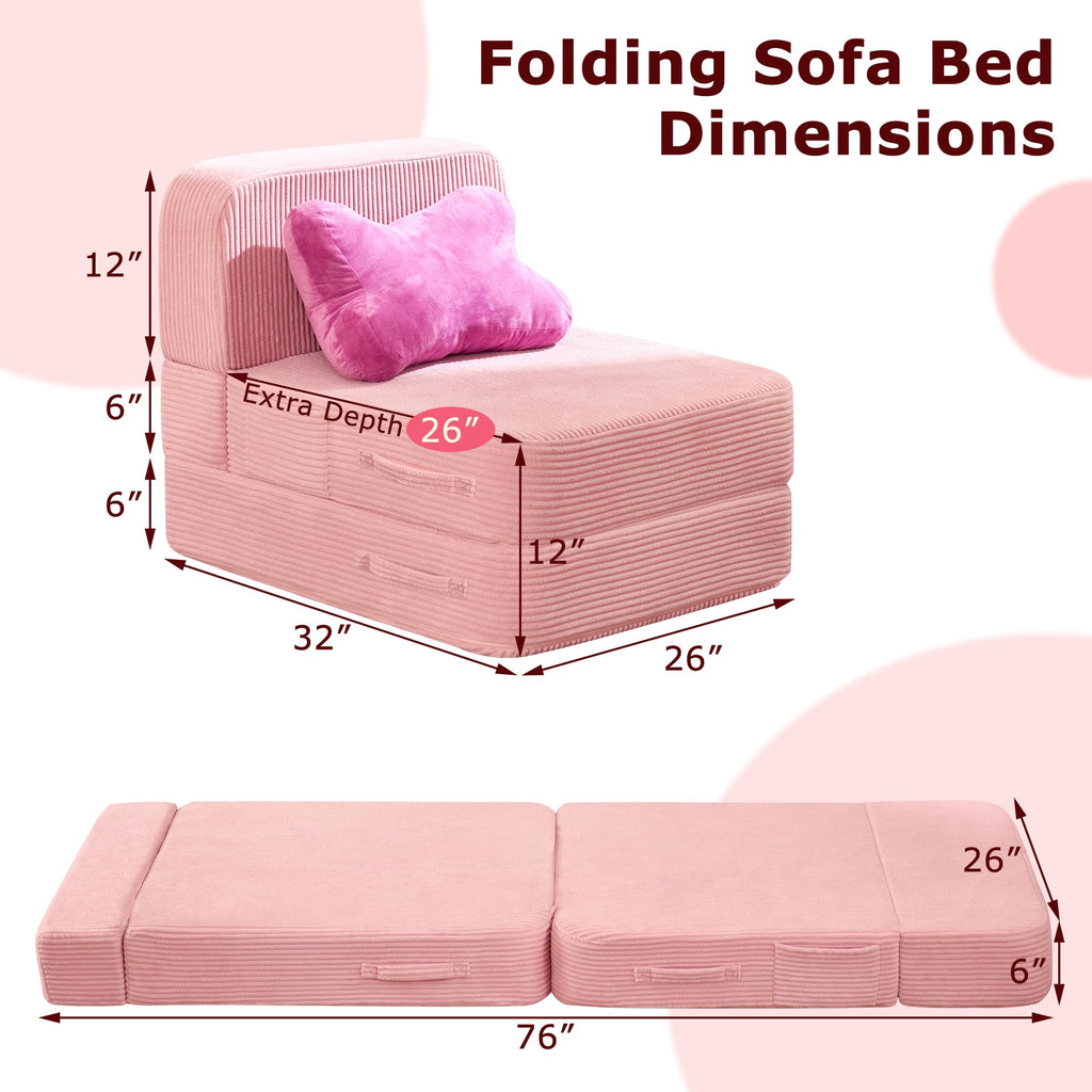 Pink Folding Convertible Sofa Bed I680