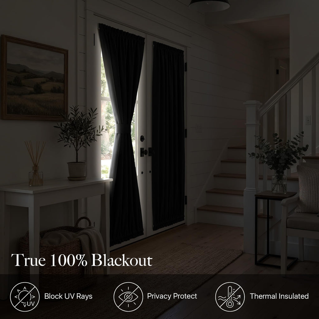 100% Blackout French Door Curtain Q239