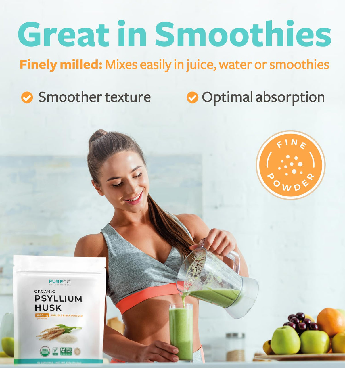 Organic Psyllium Husk Powder 66 Servings N1799