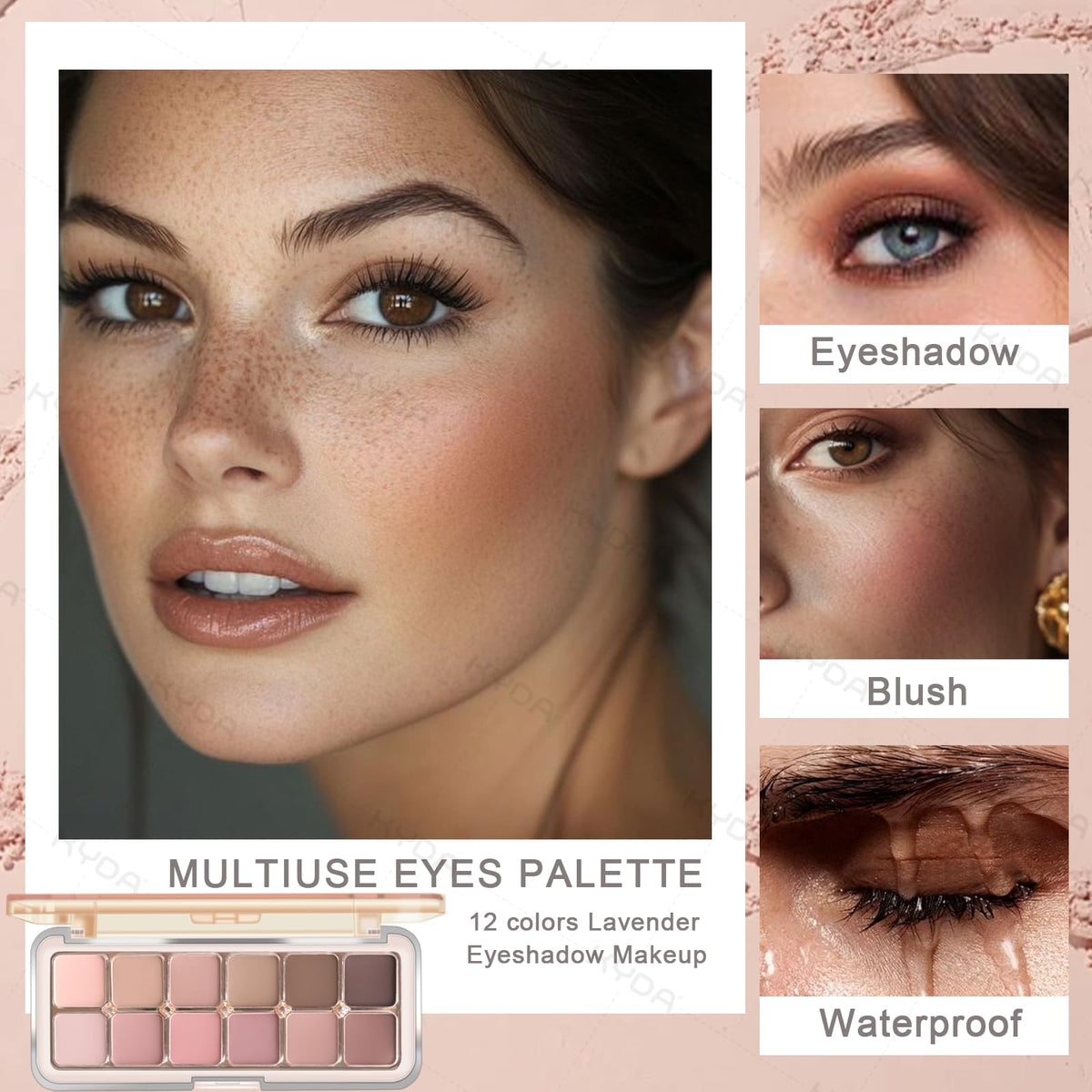 12 Color Grey Pink Eyeshadow Palette with Brush J920