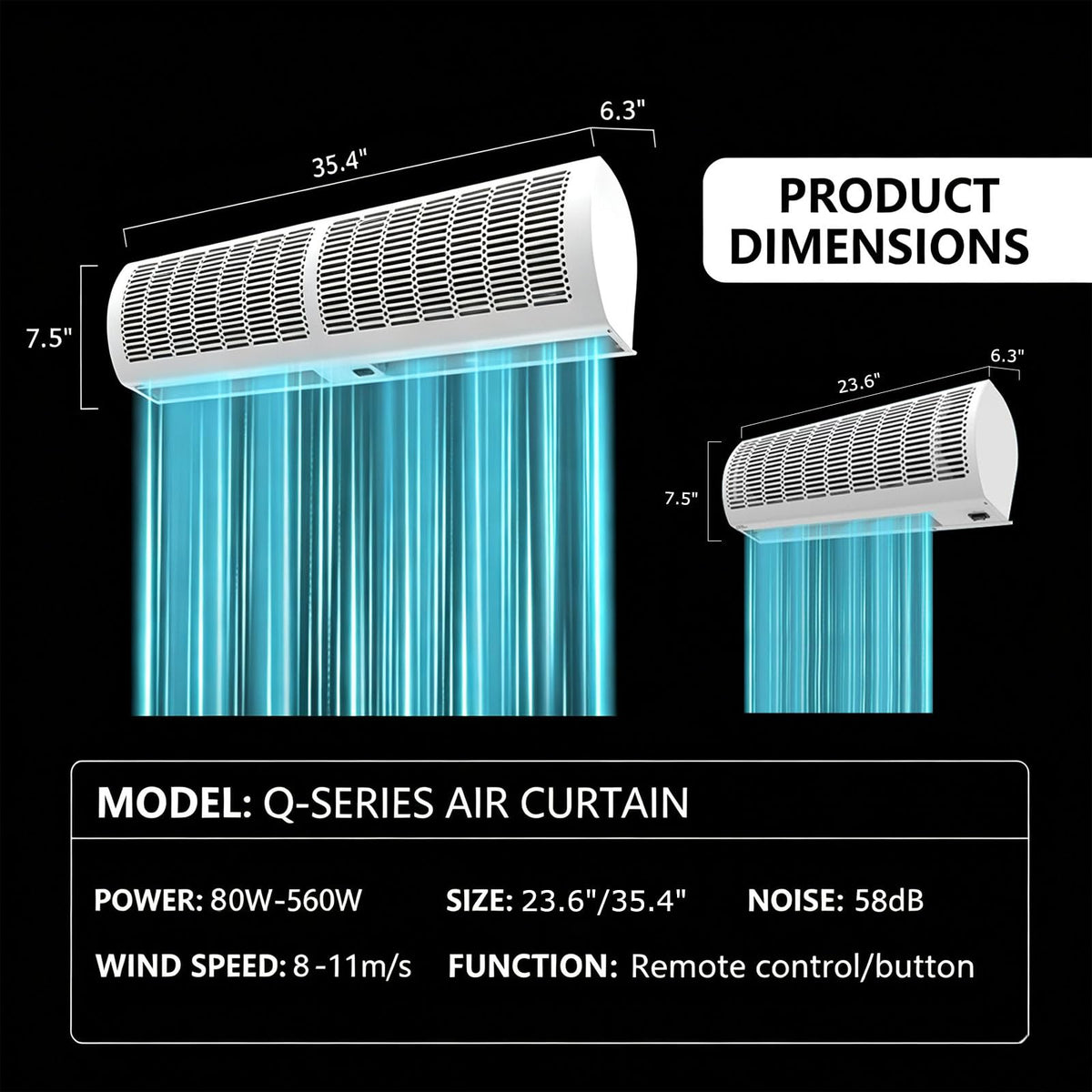 2-Speed Air Curtain Machine with Remote Control N388442
