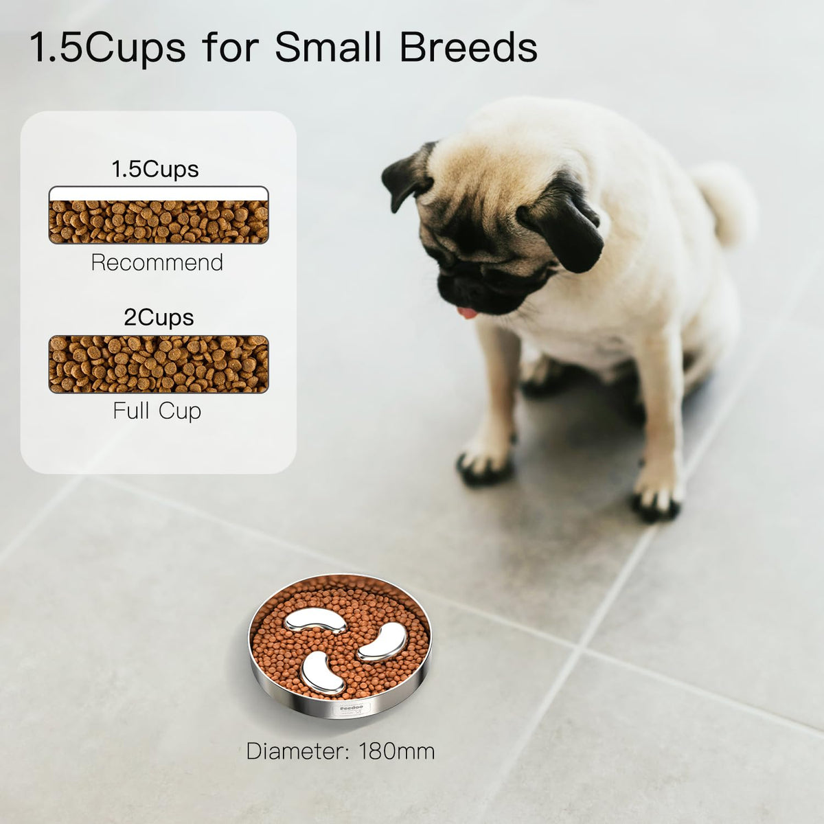 Slow Feeder Dog Bowl 1.5-Cup Stainless Steel C2757
