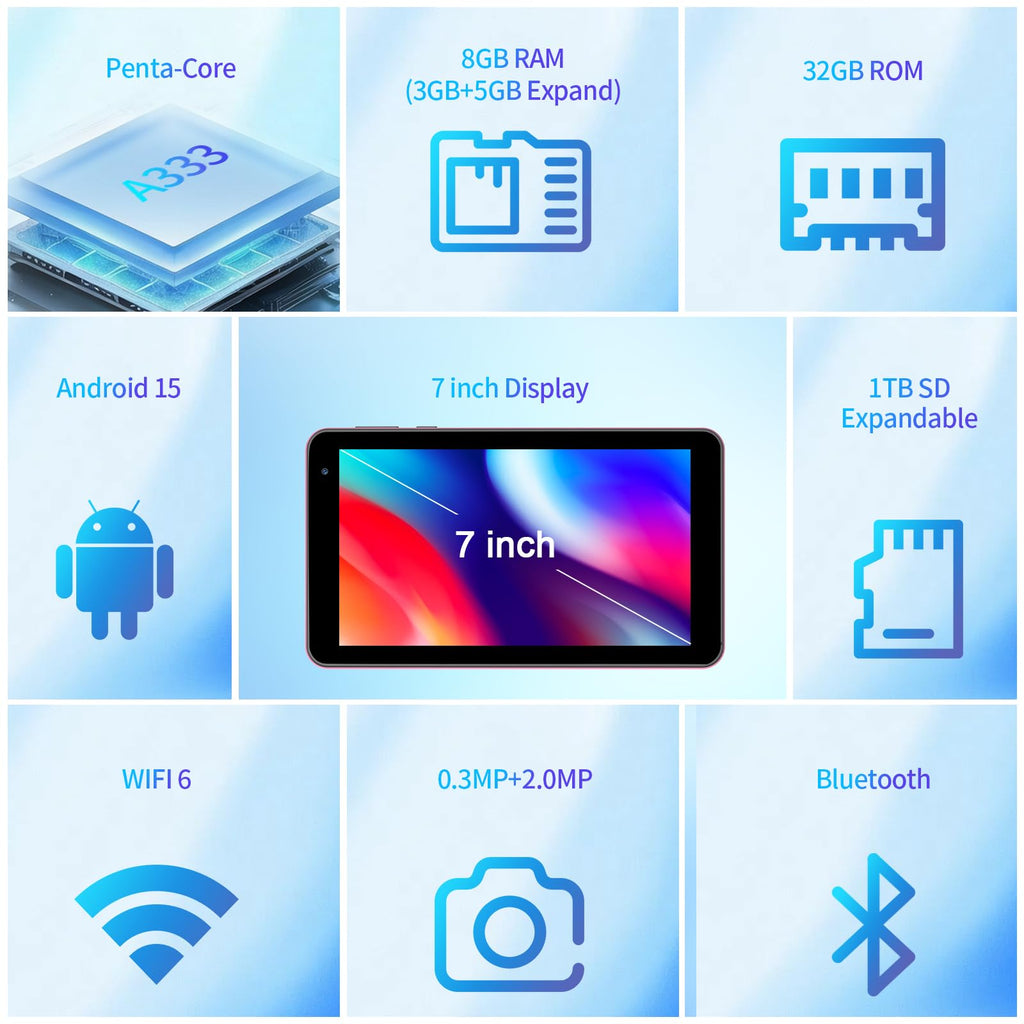 7 inch Android Tablet 8GB RAM 32GB ROM Pink K324359