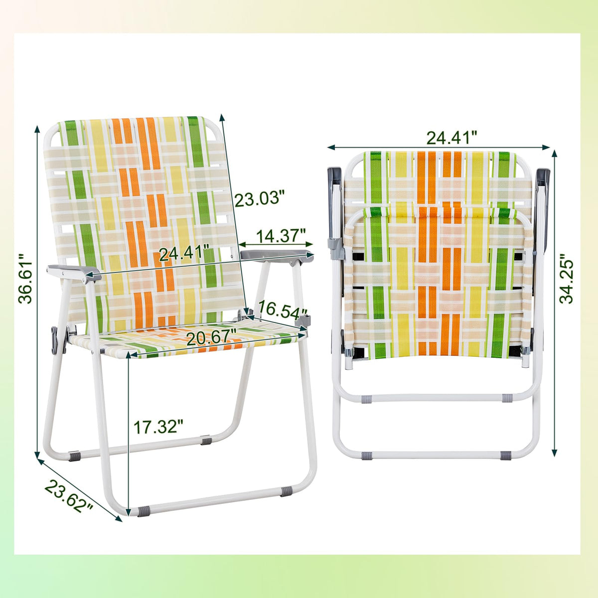 Set of 2 Webbed Folding Beach Chairs Z12778
