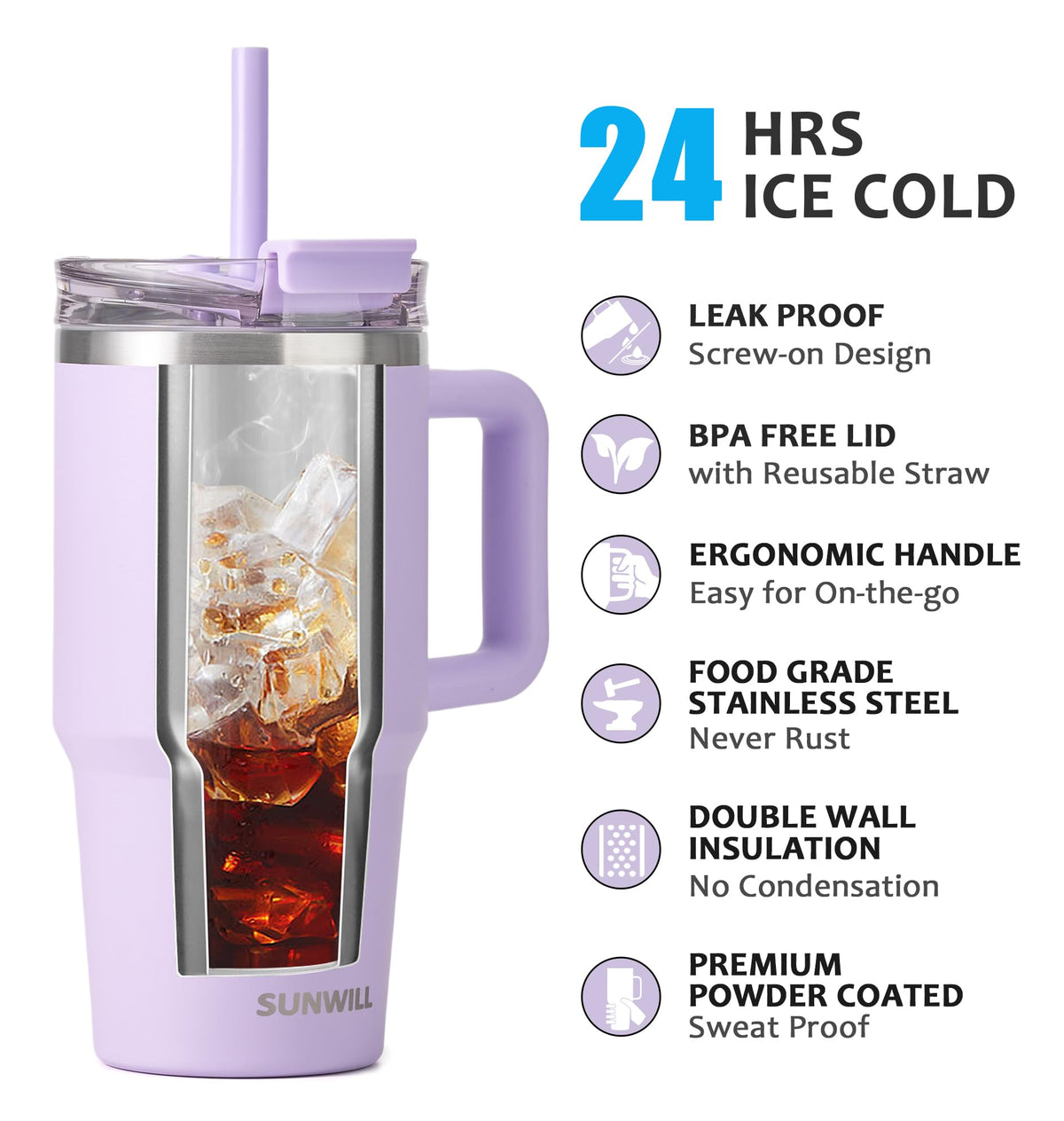 20 oz Insulated Stainless Steel Tumbler with Handle and Straw V6723
