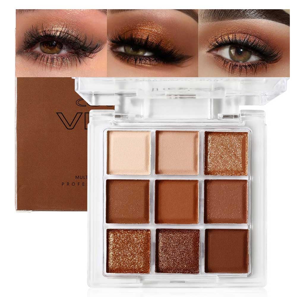 Golden Caramel 9 Warm Bronze & Nude Brown Eyeshadow Palette Matte & Metallic S27111