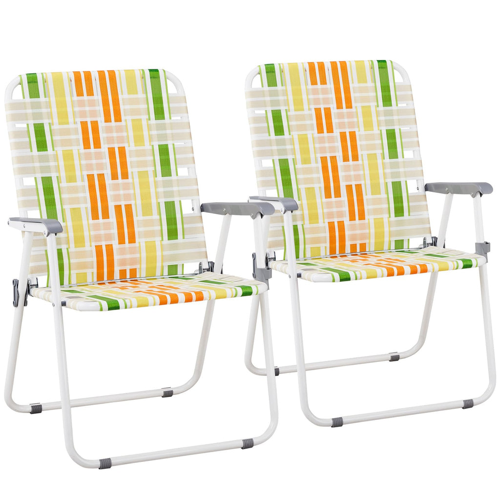 Set of 2 Webbed Folding Beach Chairs Z12778