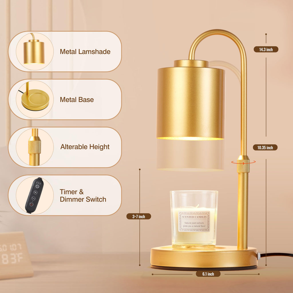 Height Adjustable Electric Candle Warmer Lamp with Timer & Dimmer N347