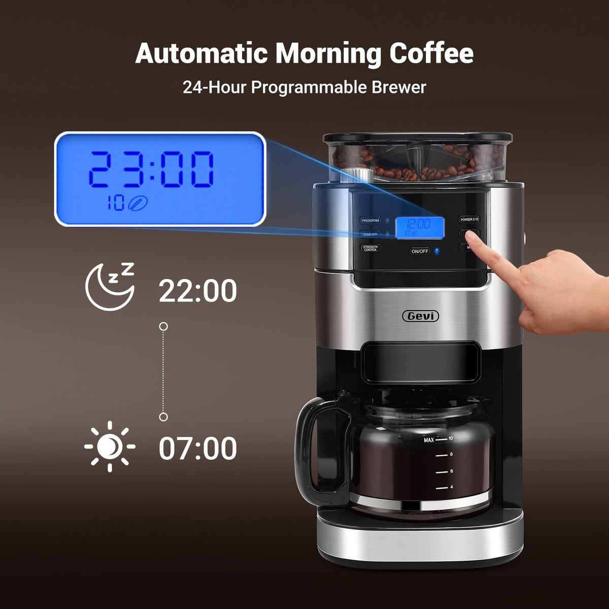 10-Cup Drip Coffee Maker with Built-In Burr Grinder P540