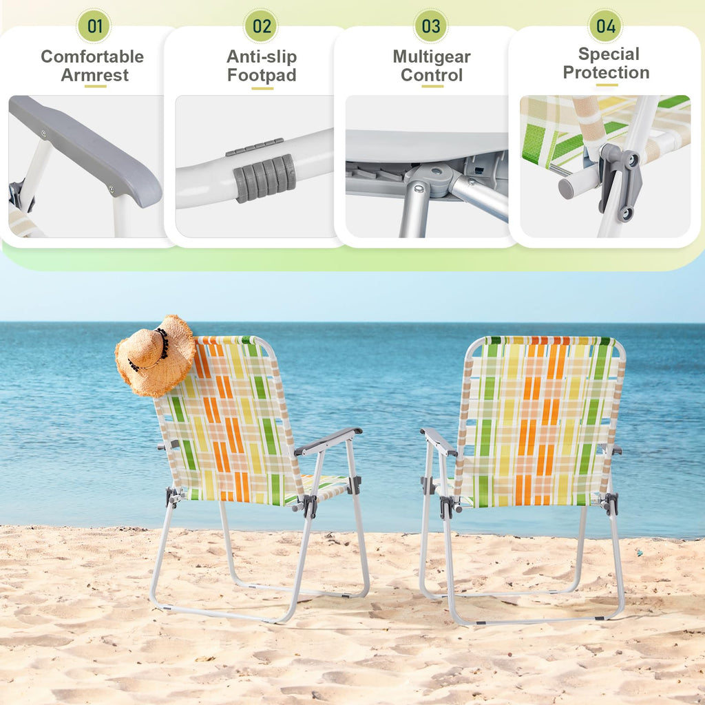 Set of 2 Webbed Folding Beach Chairs Z12778
