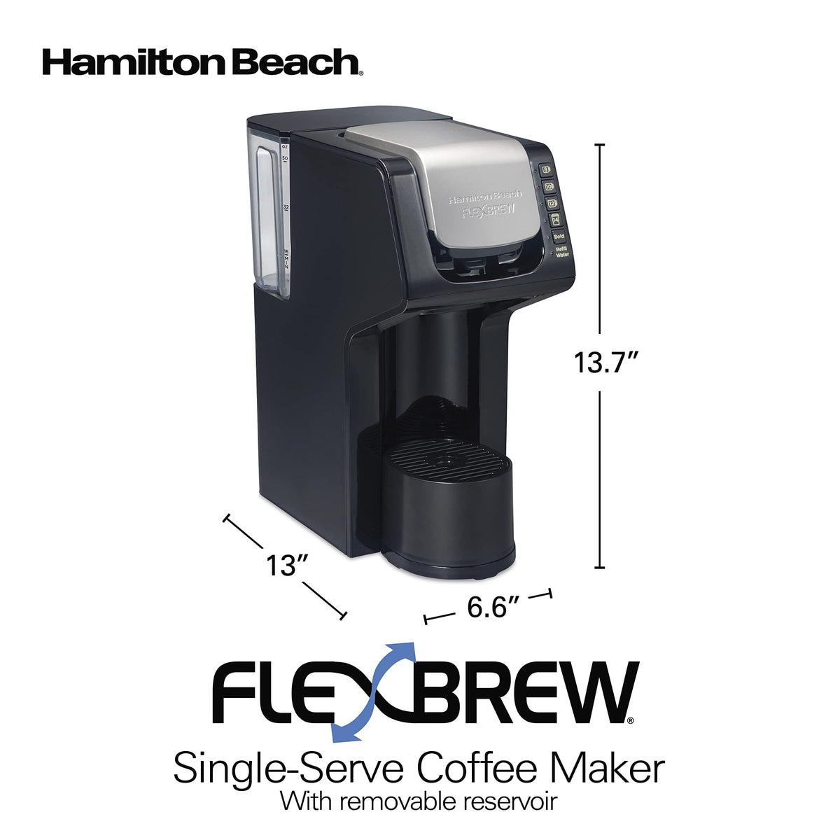 Single-Serve Coffee Maker with Removable Reservoir, Black Q55389