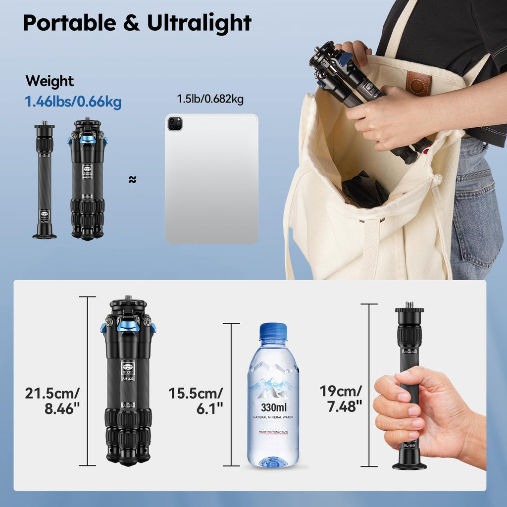 Lightweight Carbon Fiber Mini Travel Tripod E967
