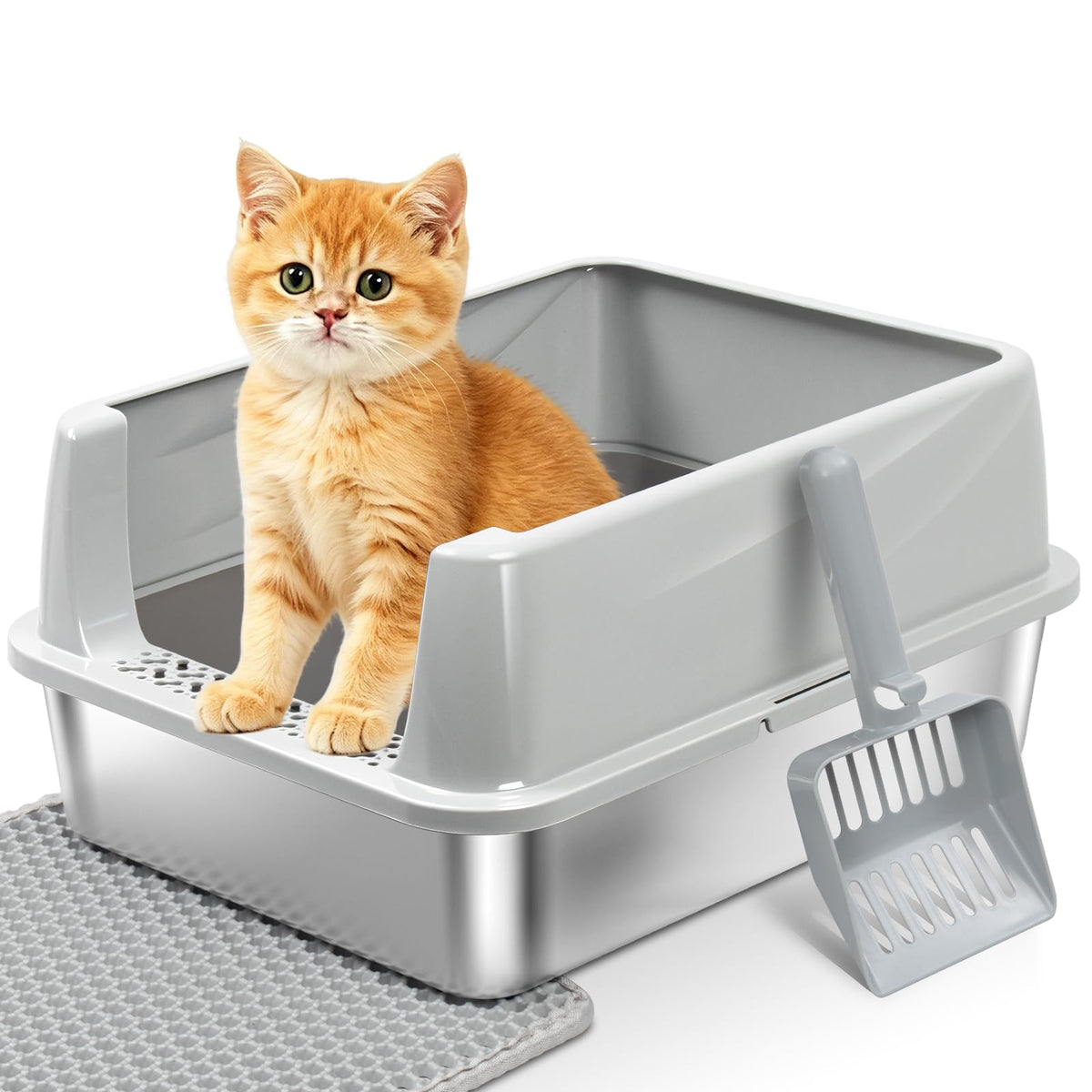 Stainless Steel Litter Box with Lid J148