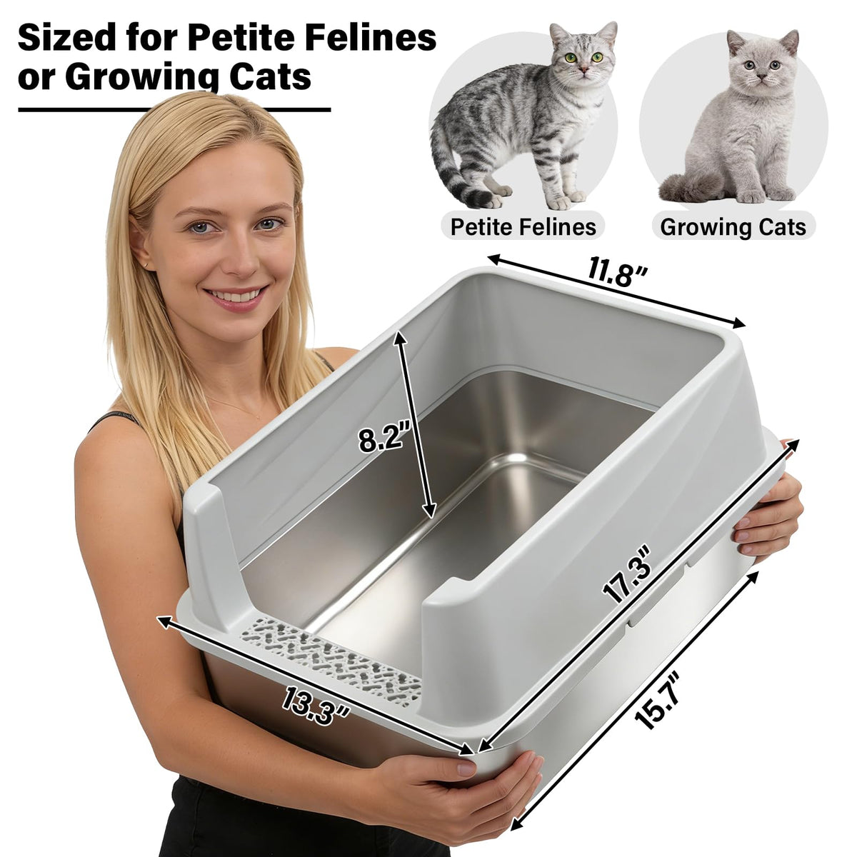 Stainless Steel Litter Box with Lid J148
