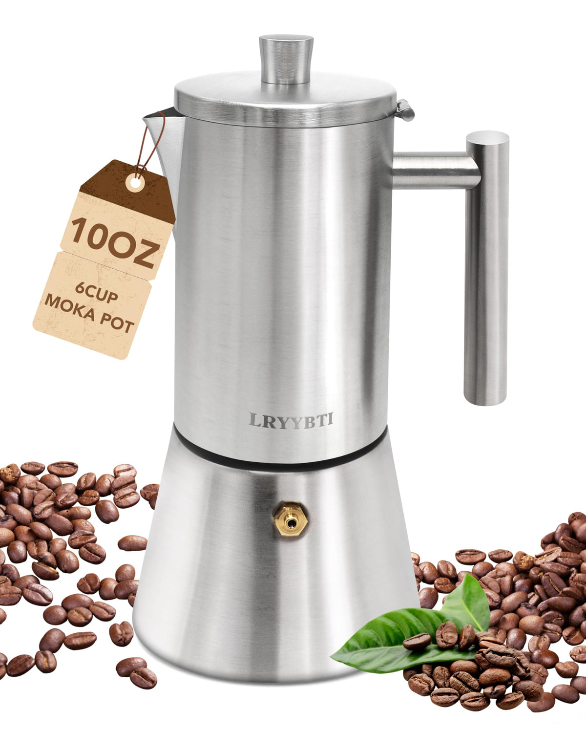 6 Cup Stainless Steel Stovetop Moka Pot V7005