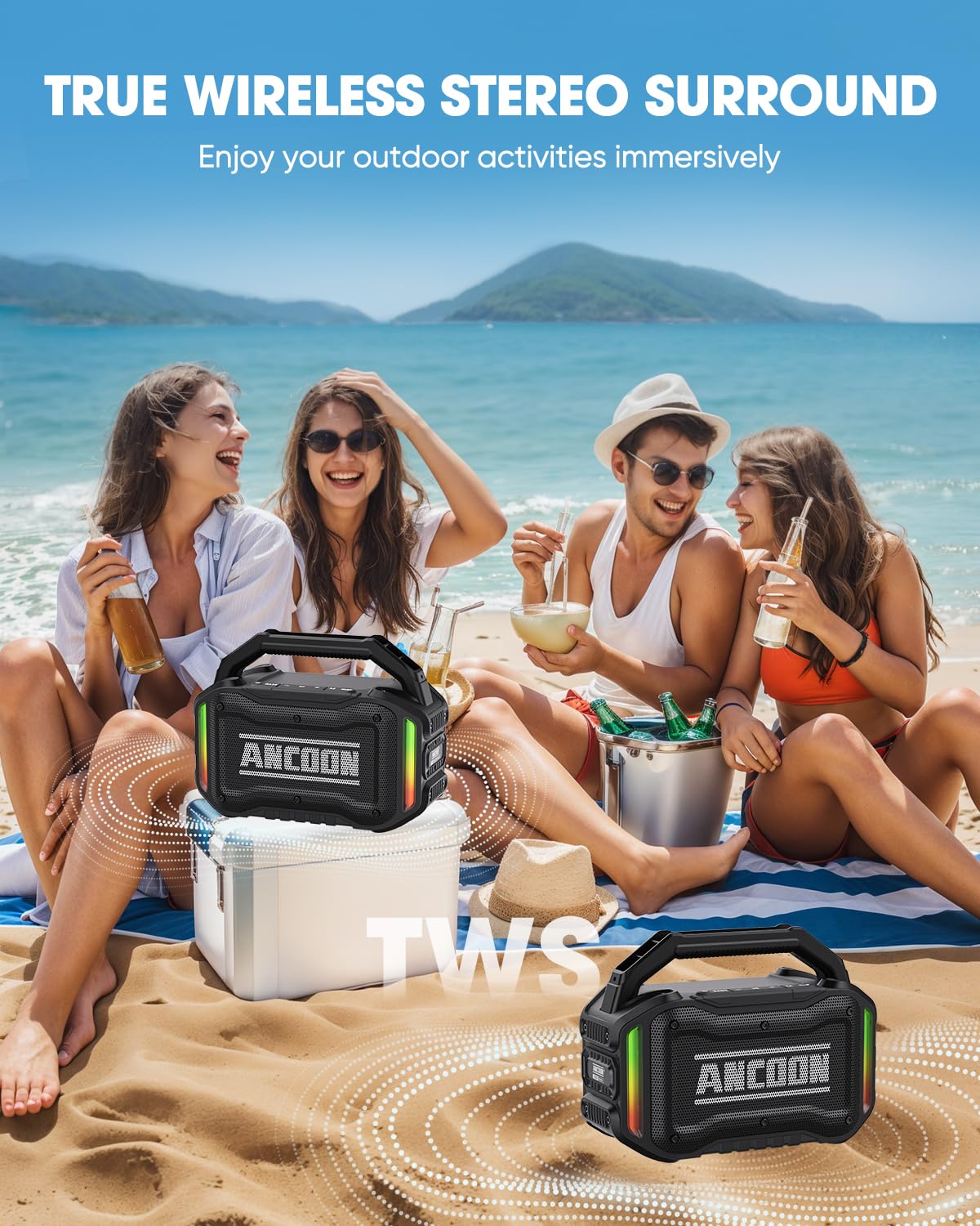 80W Bluetooth Wireless Speaker with Bass U189884