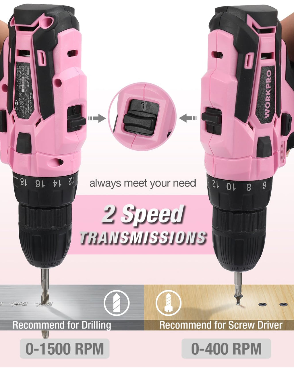 Pink Cordless Drill Driver Set N8872