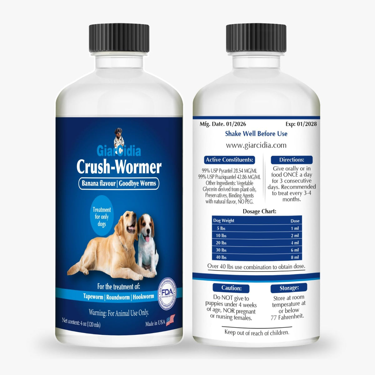 Broad Spectrum Dog Dewormer Treatment 120ml Banana Flavour G404915