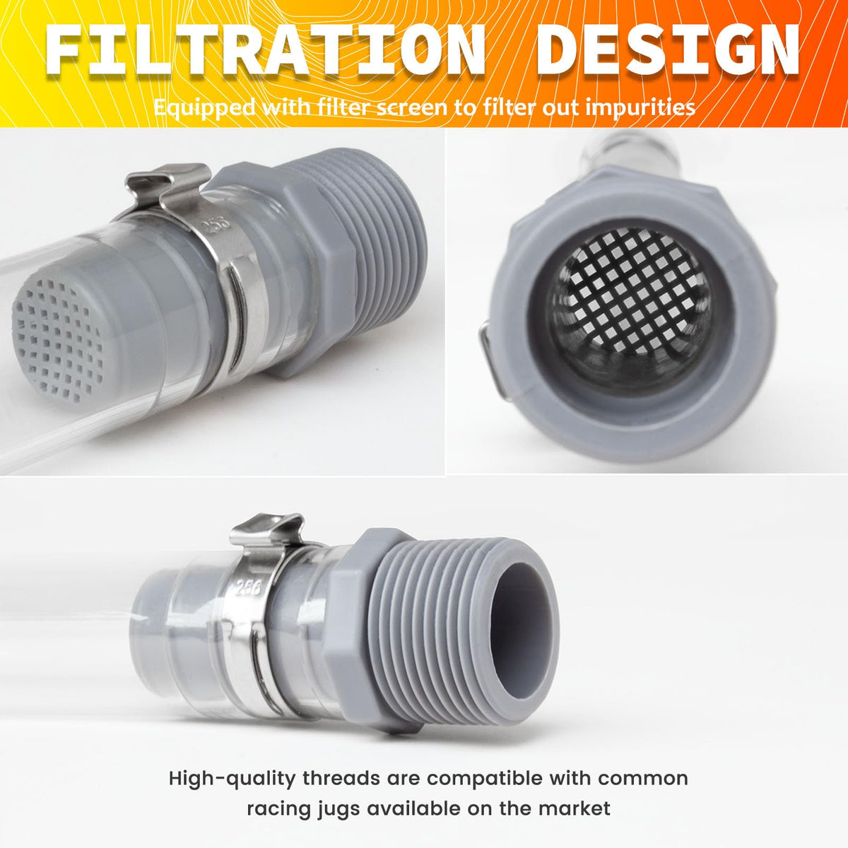 2-Pack Clear Fuel Jug Hose with Built-in Filter Z20815