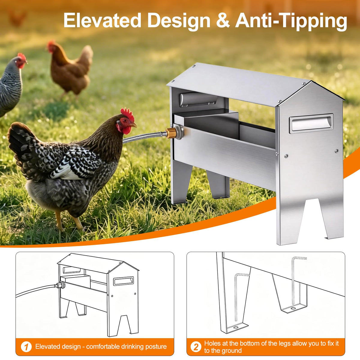 22'' Stainless Steel Automatic Chicken Waterer F492