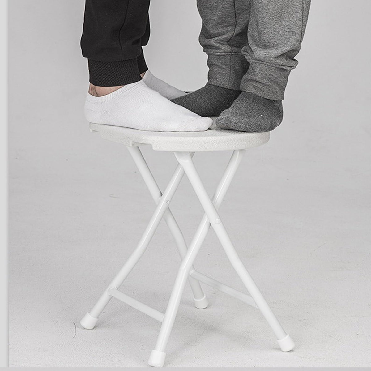 18 inch Portable Folding Plastic Stool with Steel Frame A2388