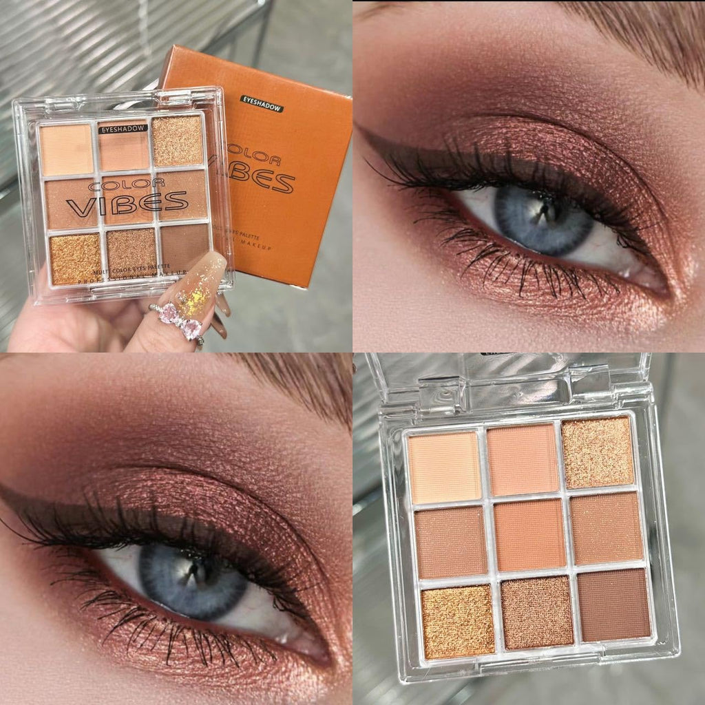 Golden Caramel 9 Warm Bronze & Nude Brown Eyeshadow Palette Matte & Metallic S27111