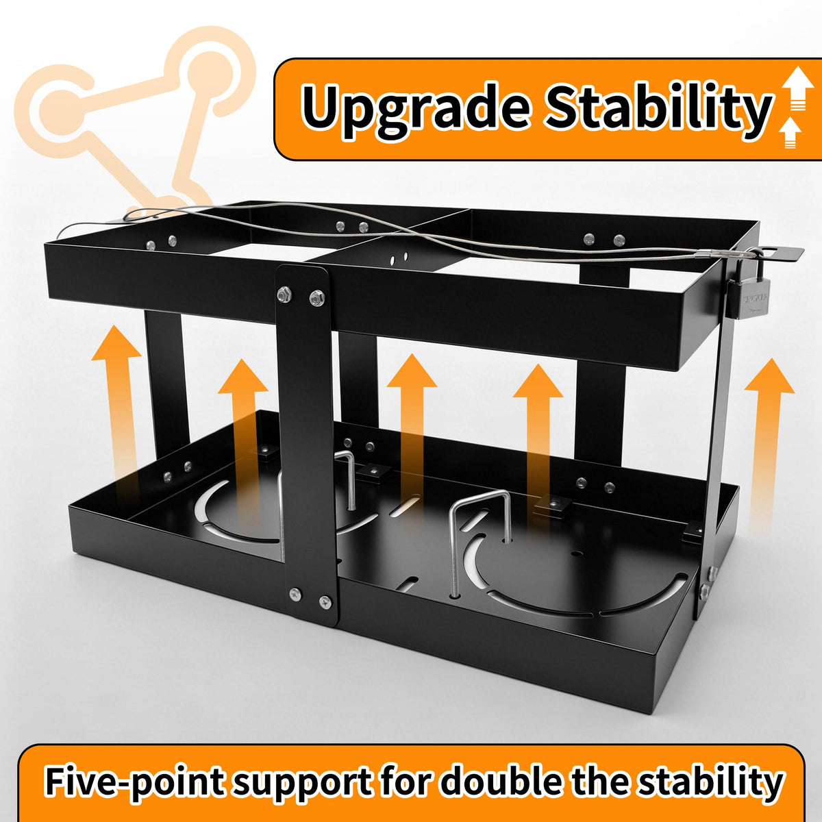 Gas Can Rack with Lock Cable and Rubber Pads W14586