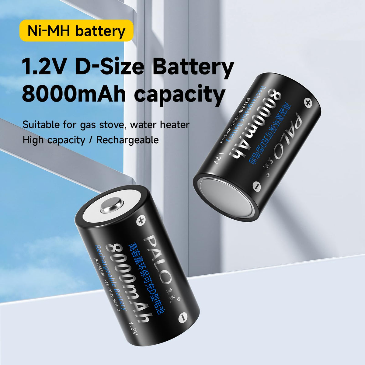 6 Pack Rechargeable D Batteries with Charger U59111