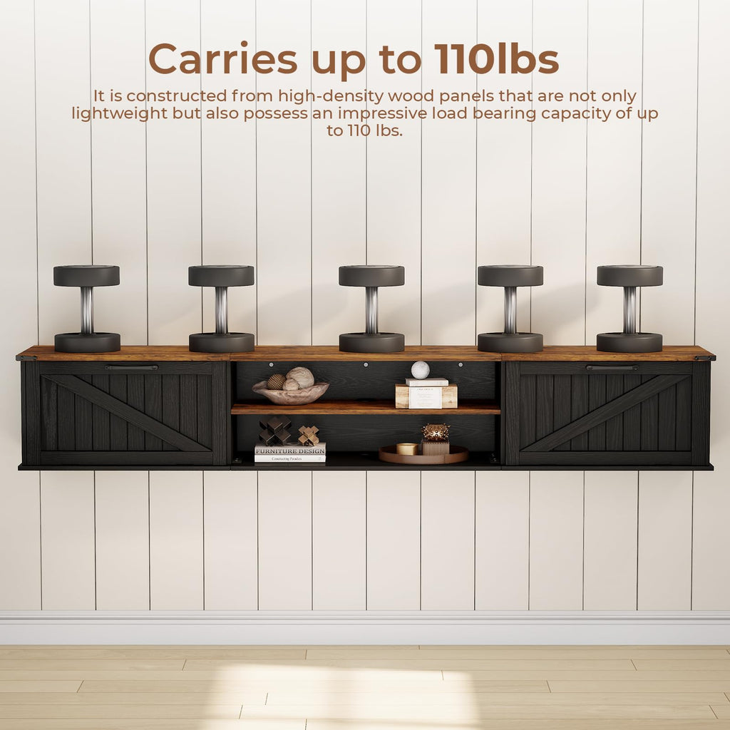 70" Black Floating TV Stand C193