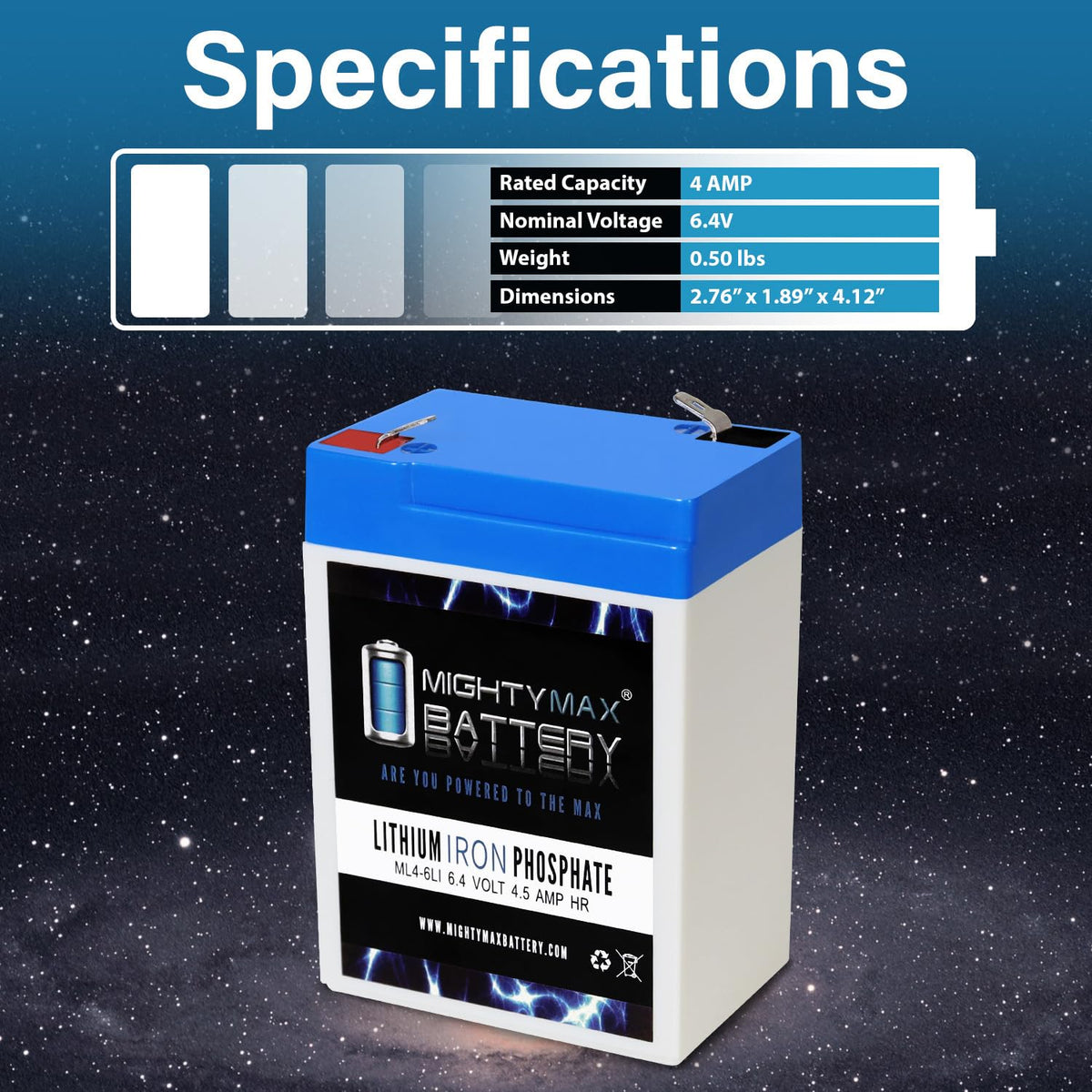 6V 4.5AH Lithium Replacement Battery U986242
