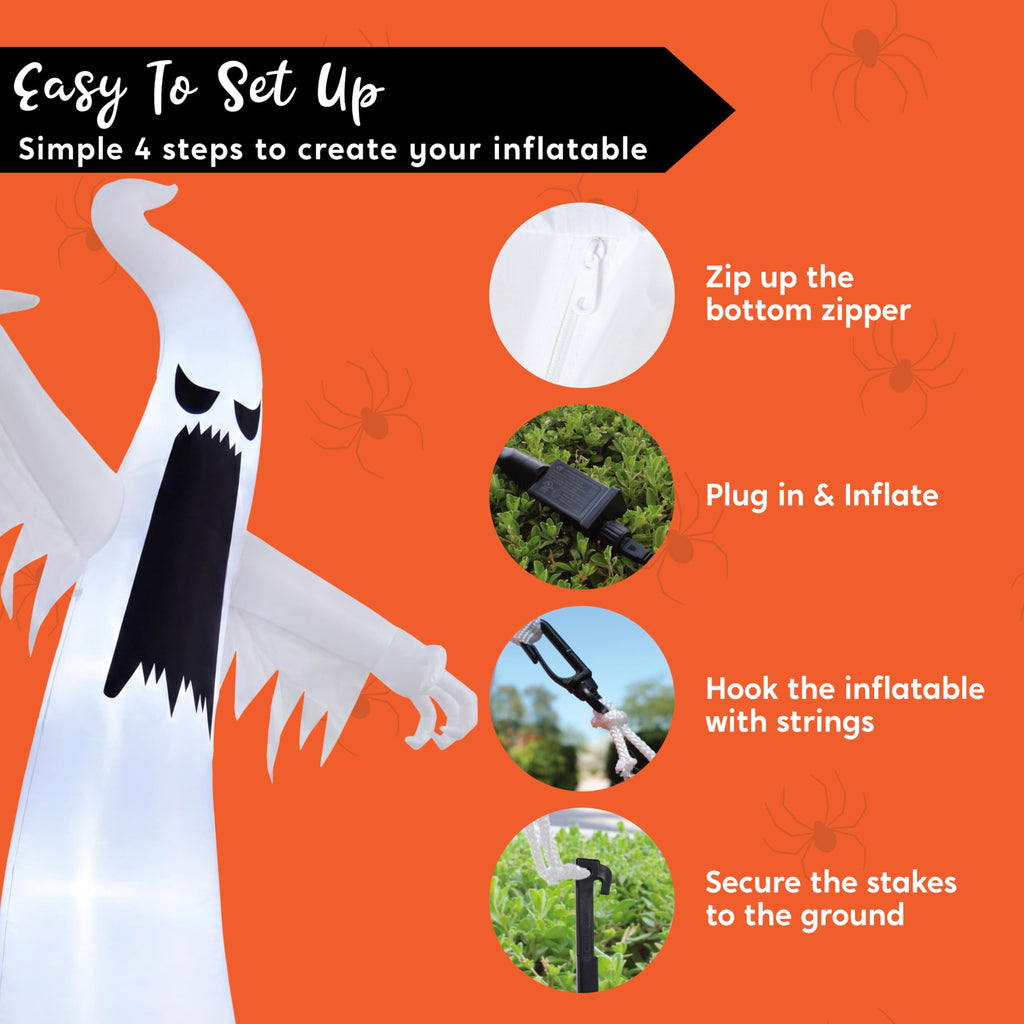 12 FT Inflatable Ghost Outdoor Decoration with LEDs X6851
