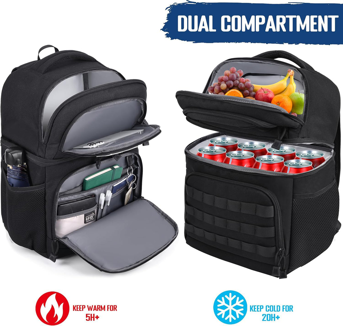 Black Insulated Leakproof Lunch Backpack Q29130
